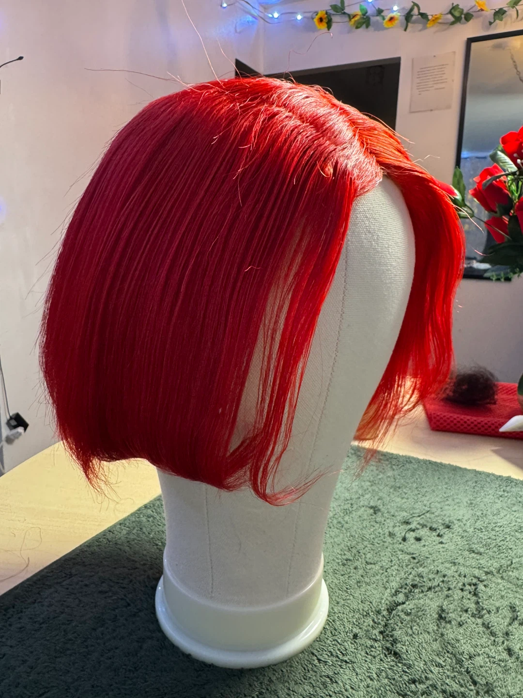 Bright Red Bob Wig