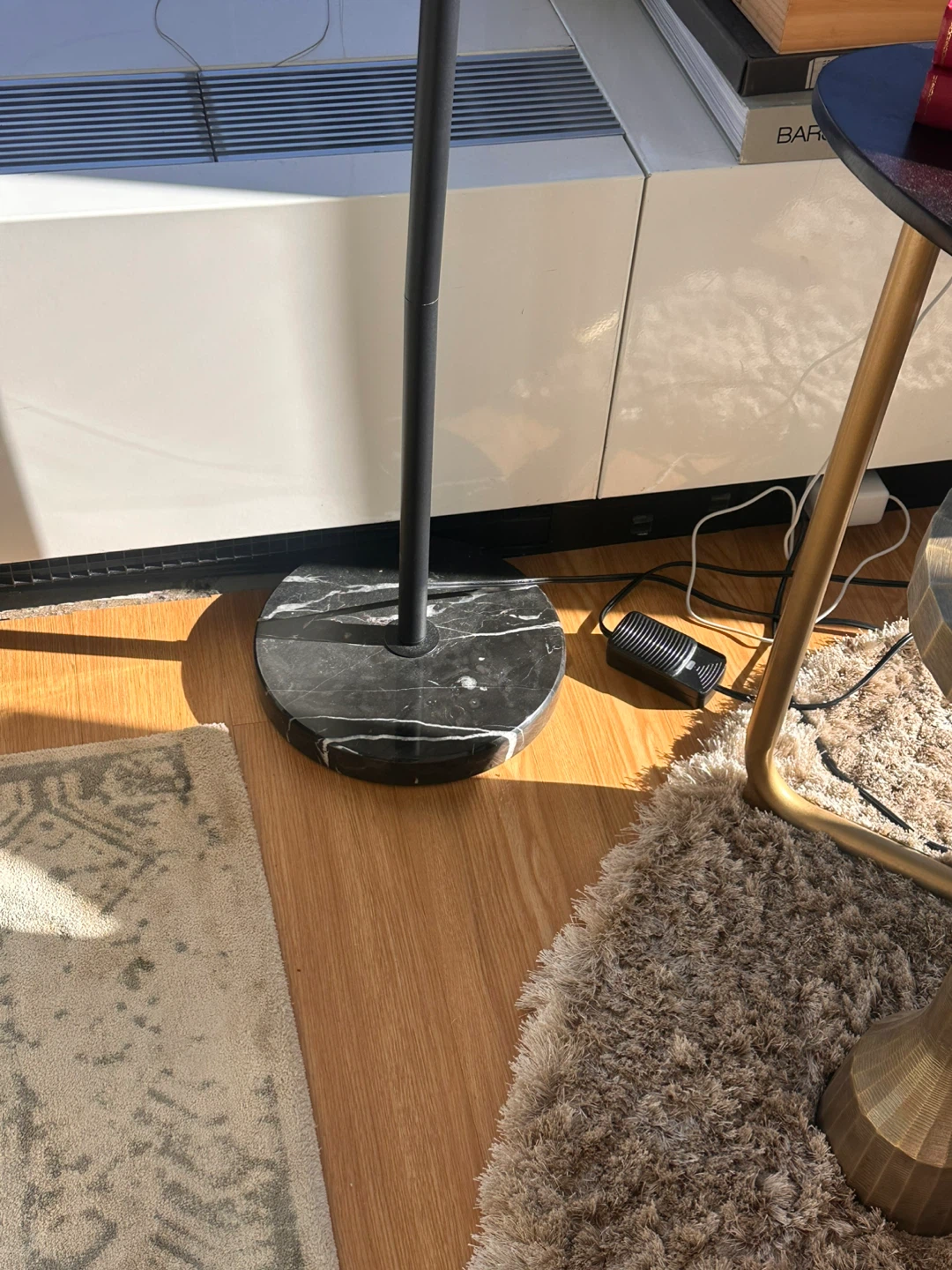 Black Arc Floor Lamp with Marble Base - photo 2