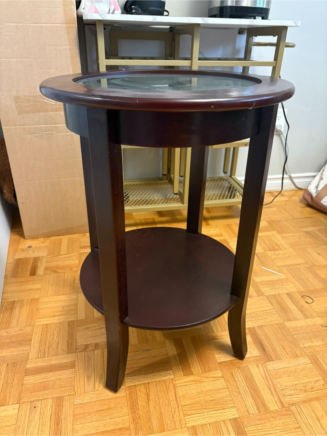 Round End Table with Glass Top - photo 2