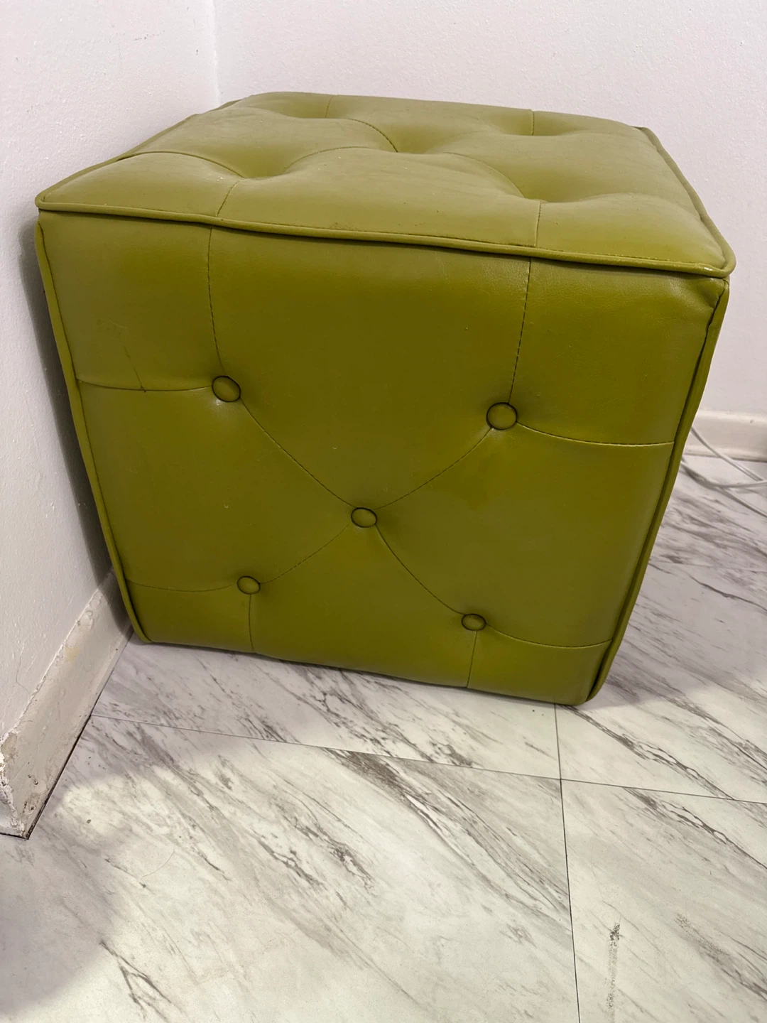 Lime Green Tufted Ottoman