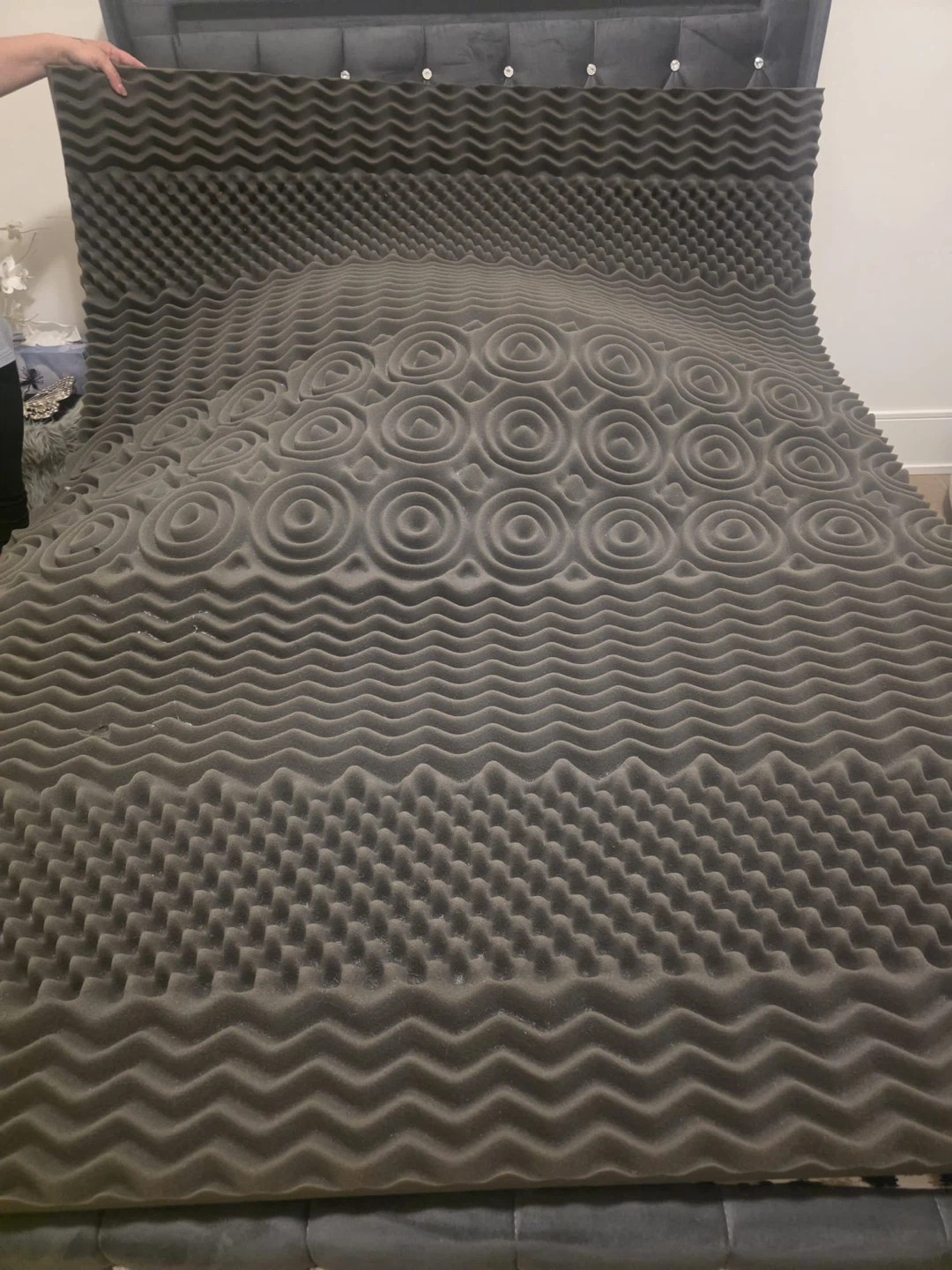 Grey Foam Mattress Topper - Multiple Textures