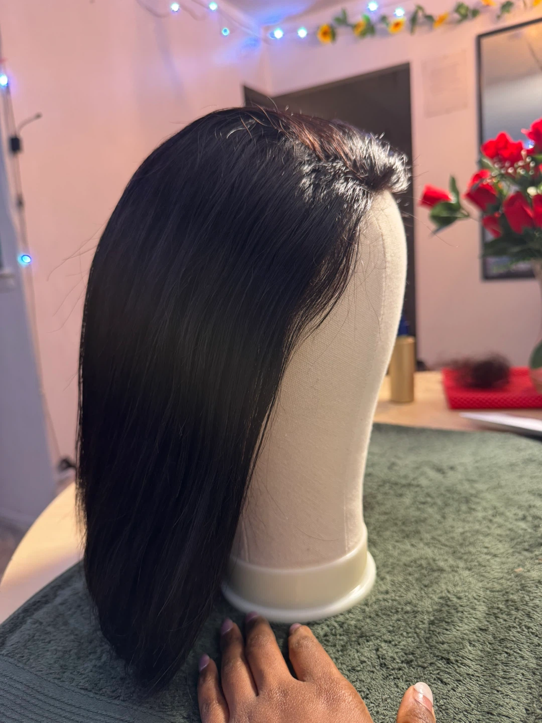 100 human hair Wig - Black, Straight, Bob Cut