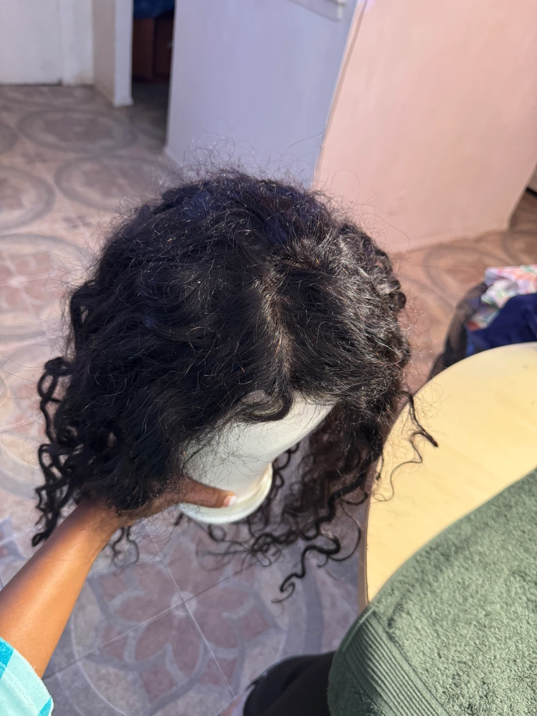 Long Curly Black Wig human hair 18 pous - photo 2