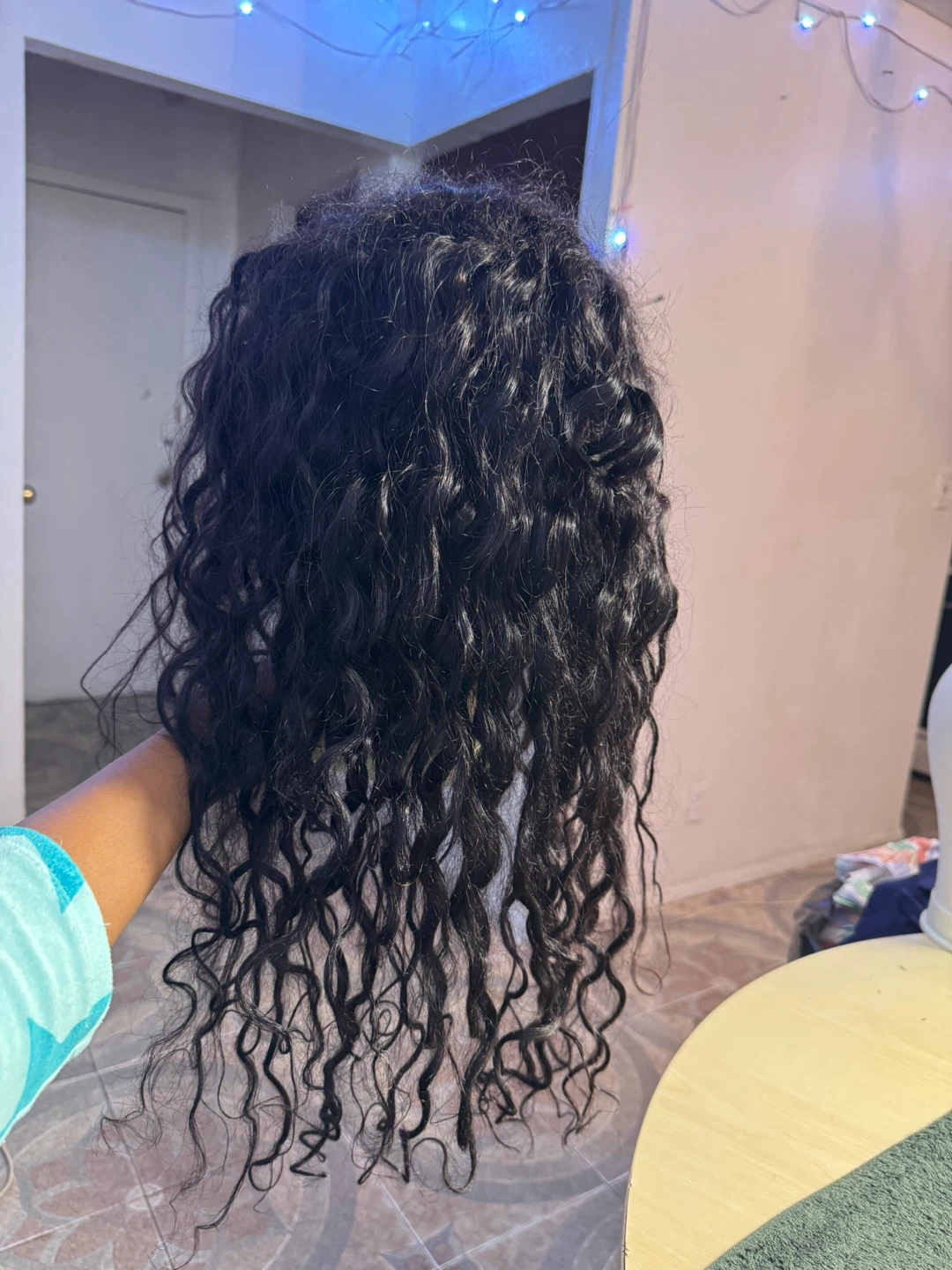 Long Curly Black Wig human hair 18 pous - photo 3