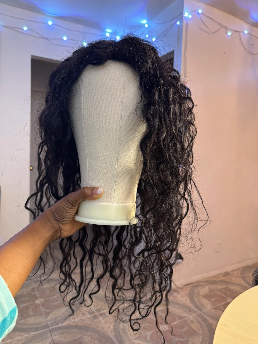 Long Curly Black Wig human hair 18 pous