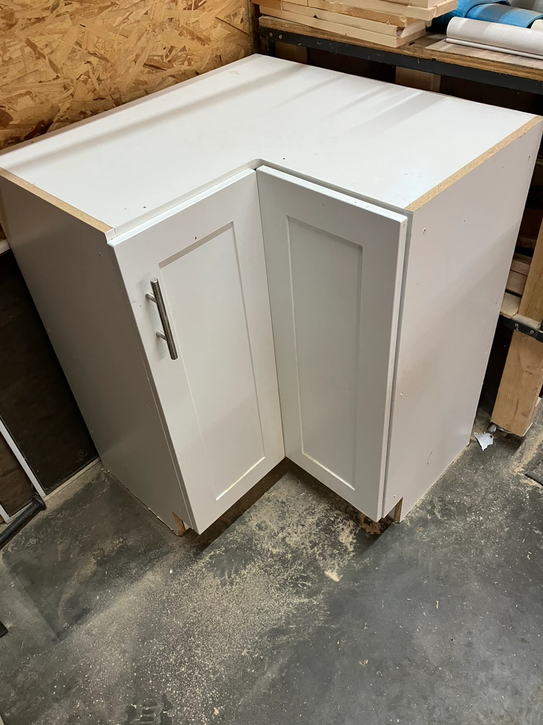 White Corner Cabinet with Lazy Susan Shelving