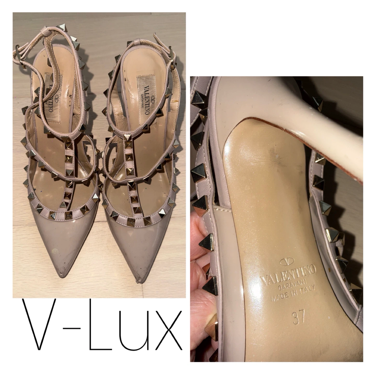 Valentino Garavani Rockstud T-Strap Heels Size 37