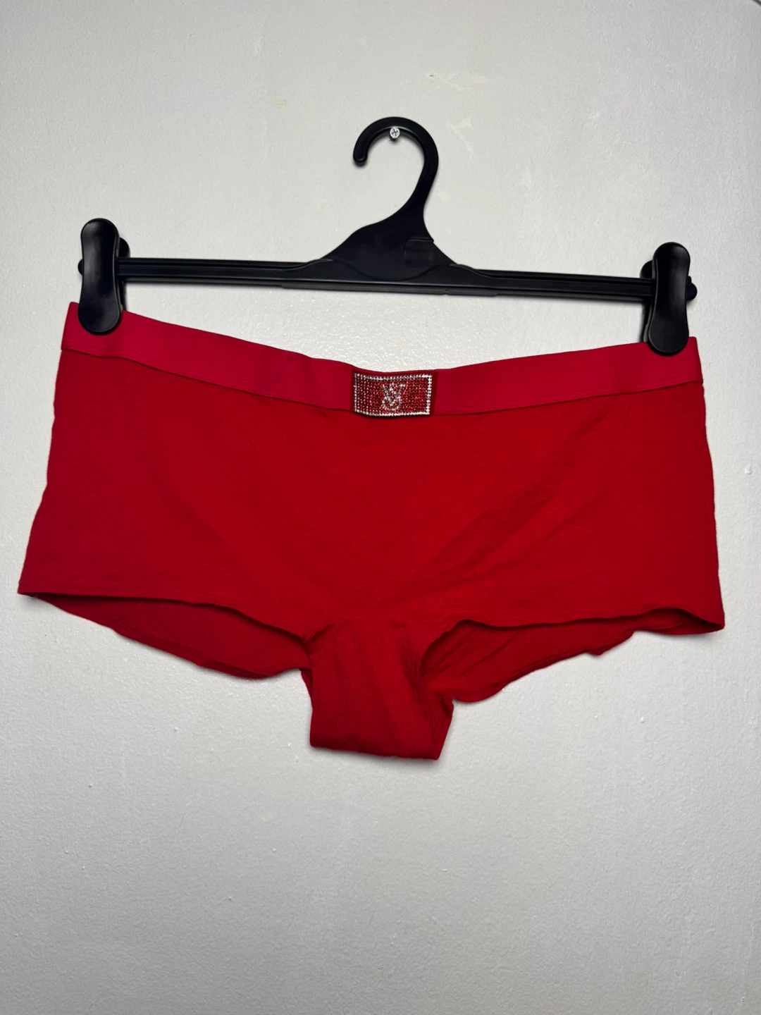 Victoria's Secret Red Shortie Panty with Rhinestone Logo