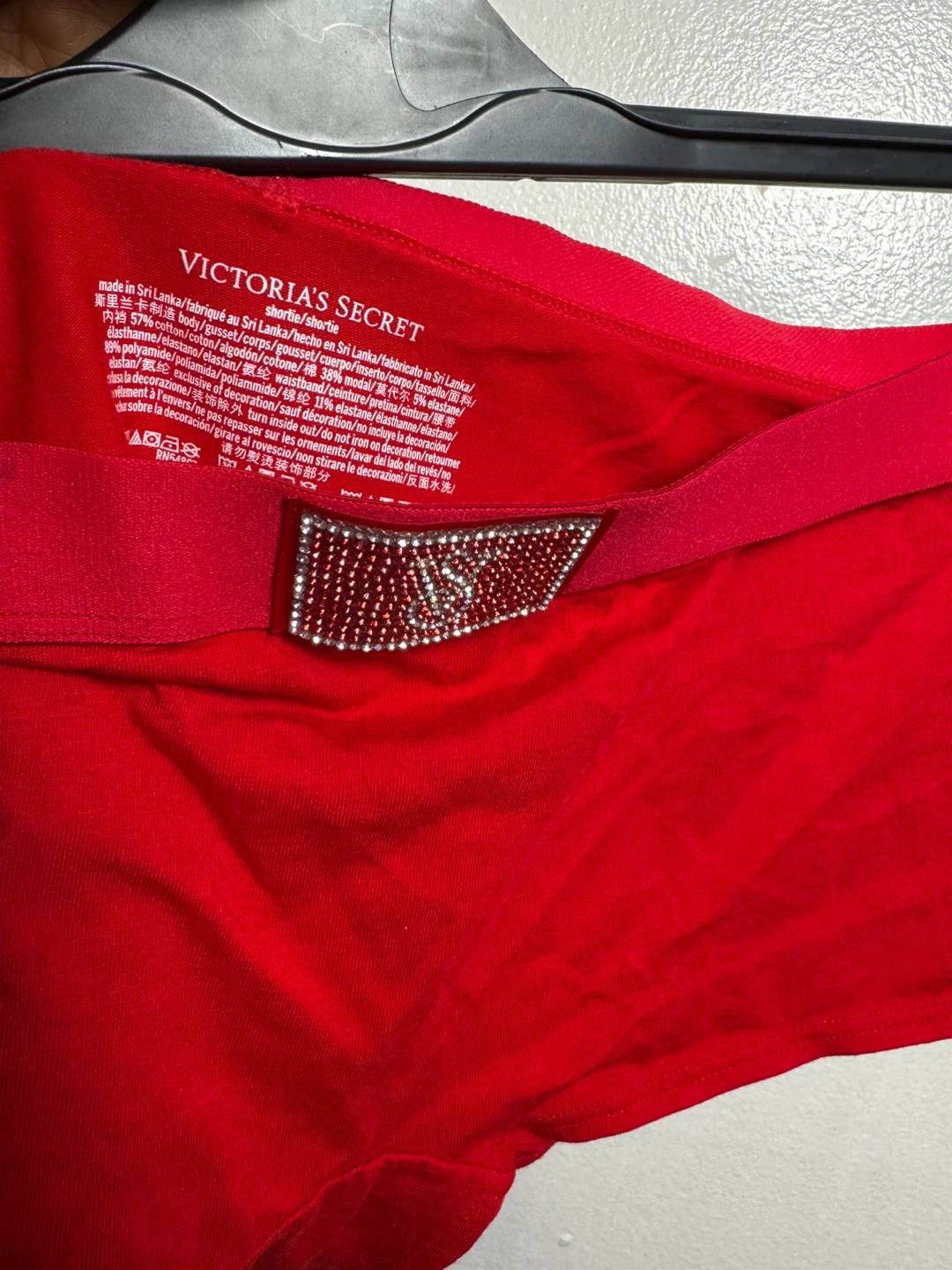 Victoria's Secret Red Shortie Panty with Rhinestone Logo - photo 3