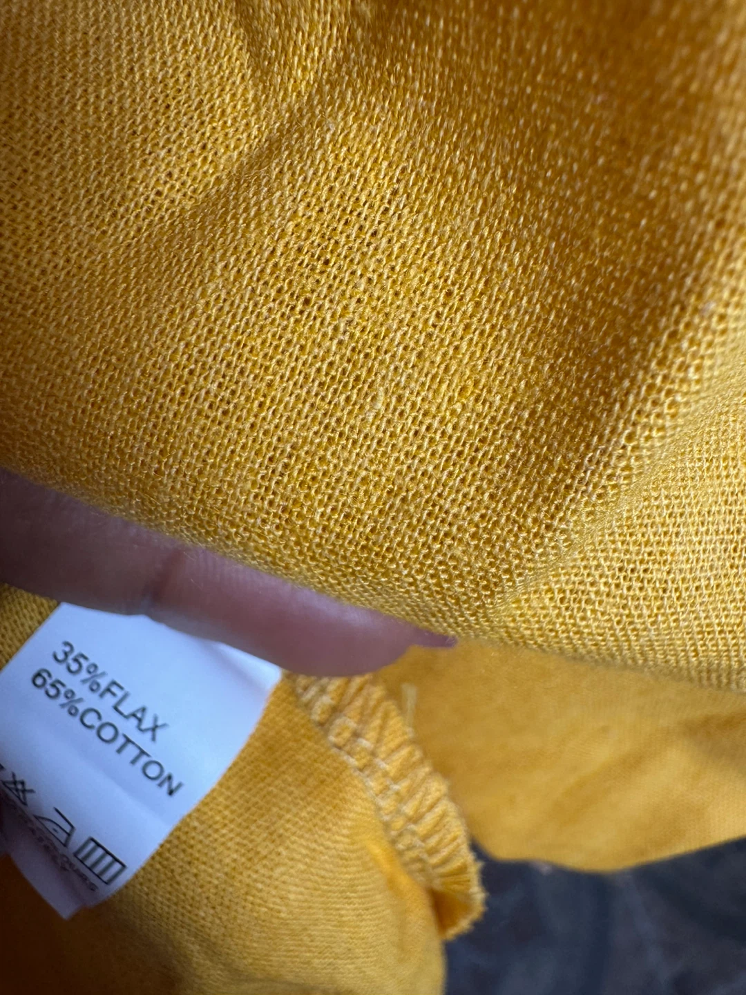 Yellow Linen Cotton Blend Short Sleeve Dress with Pockets - photo 4