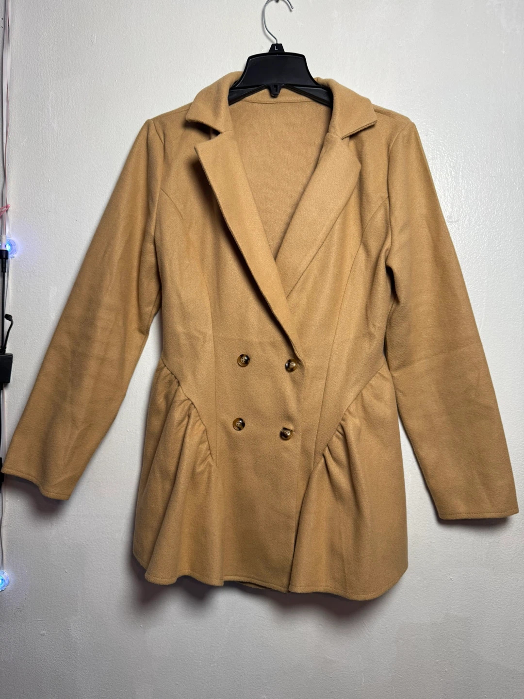 SHEIN Camel Peplum Blazer