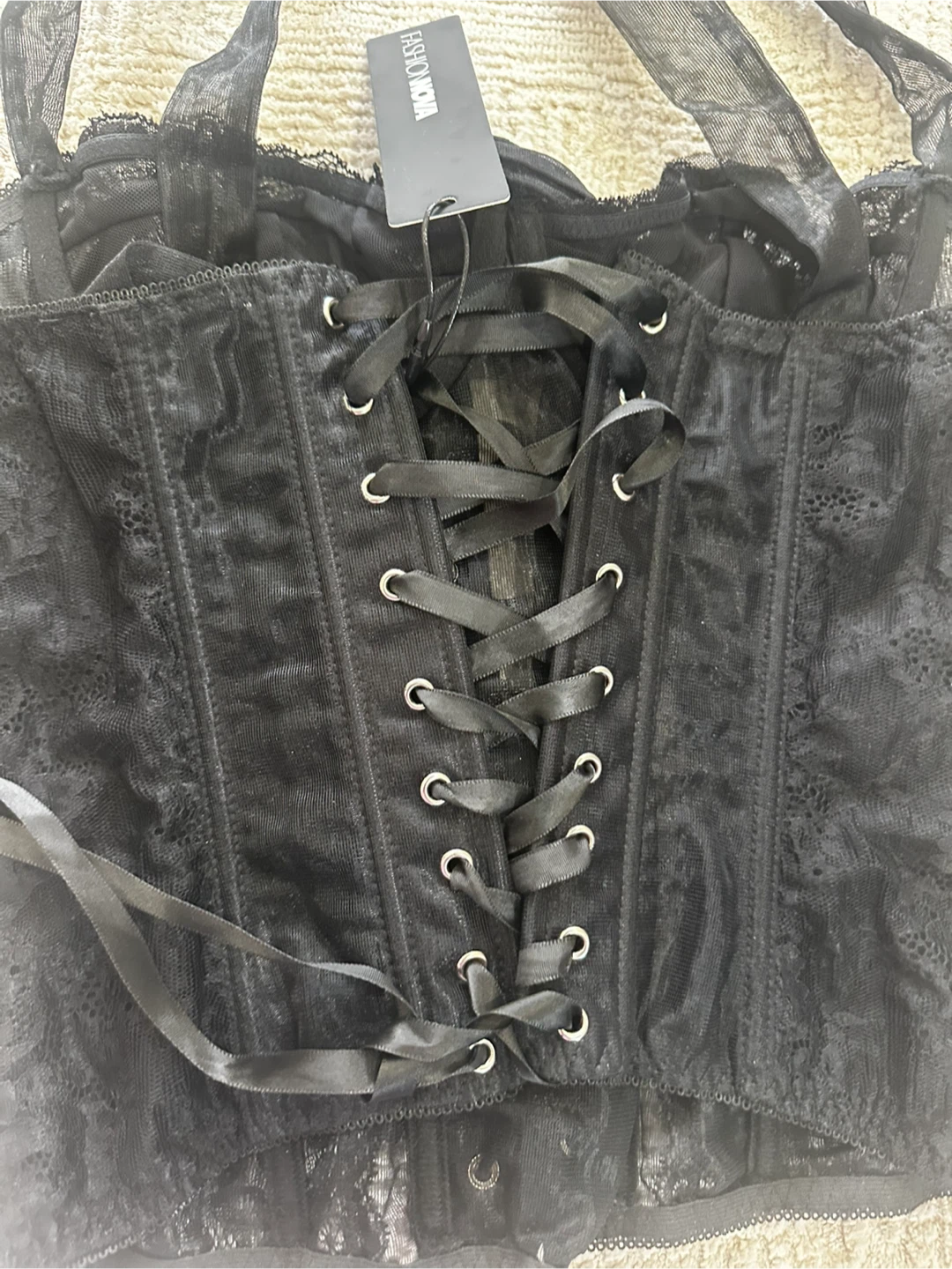 New Fashion Nova Black Lace Up Corset Top - photo 3