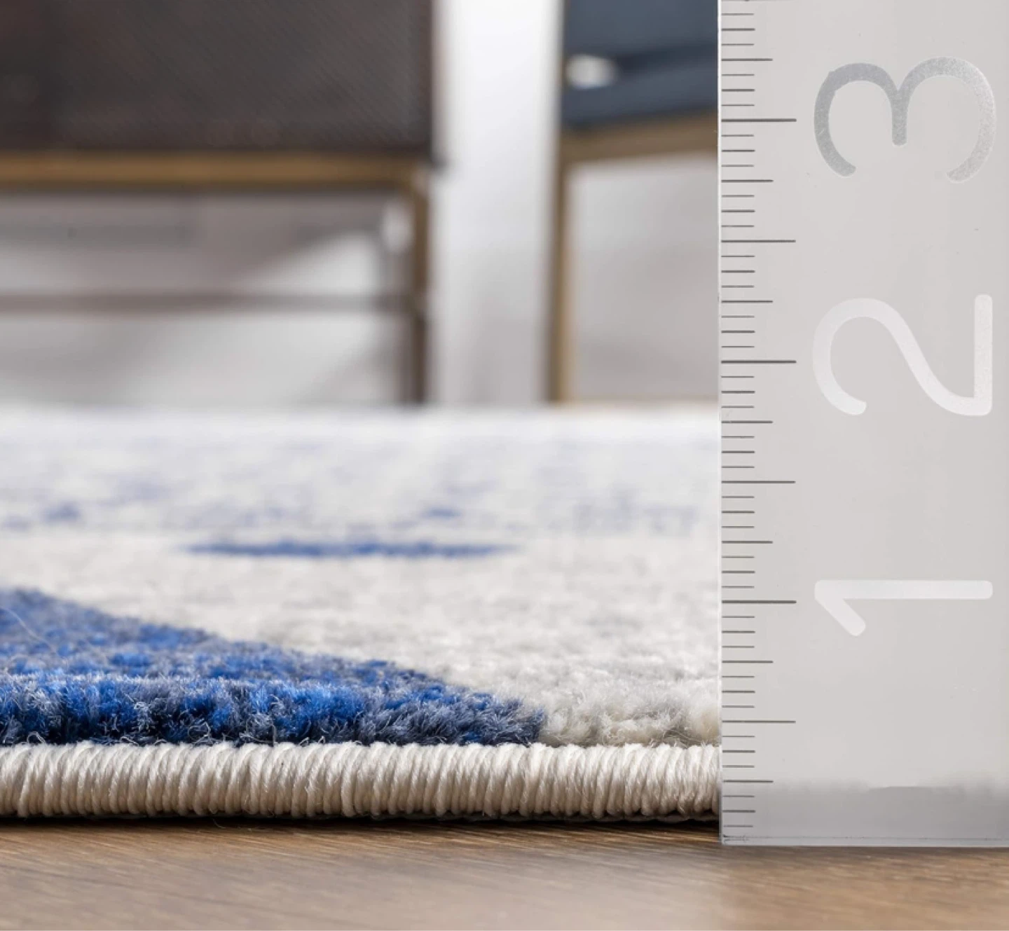 Blue and White Geometric Area Rug - photo 3