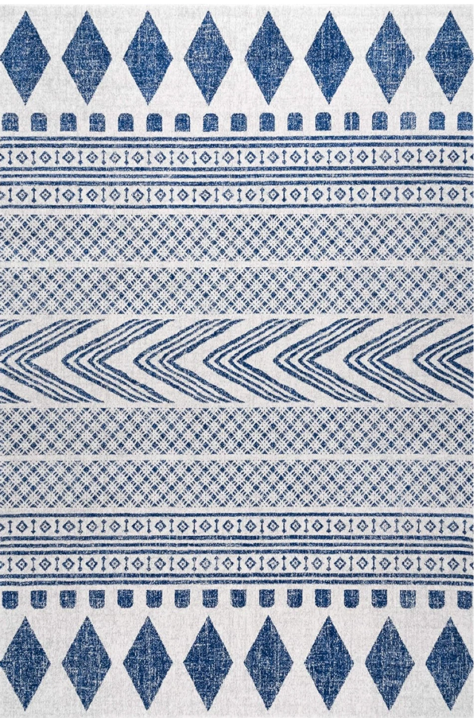 Blue and White Geometric Area Rug - photo 4