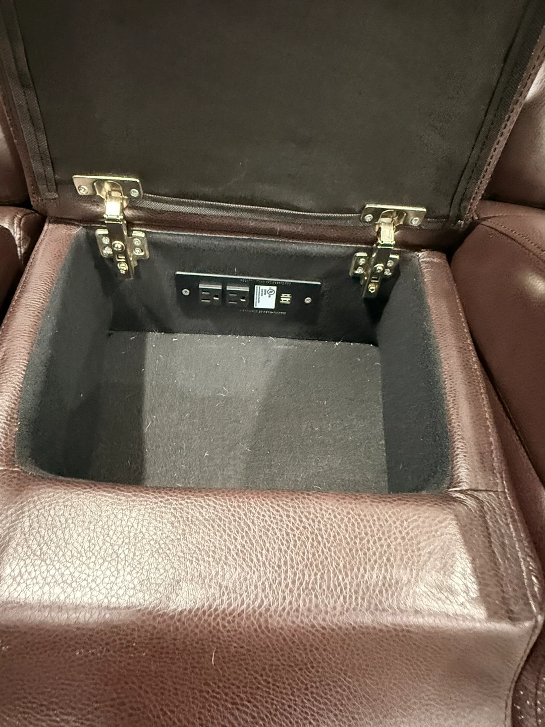 4-Seat Brown Leather Home Theater Recliner Set with Cup Holders - photo 5