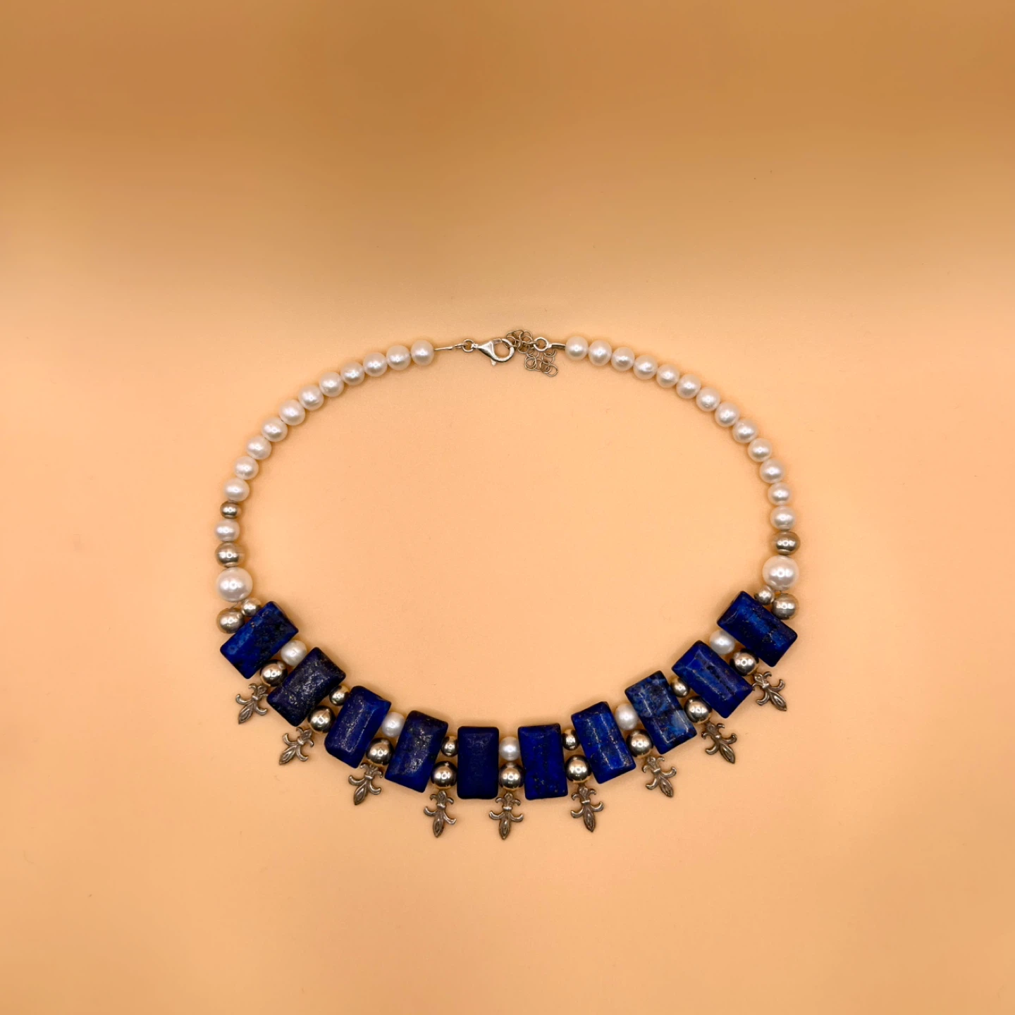Lapis Lazuli and Pearl Statement Necklace - photo 4