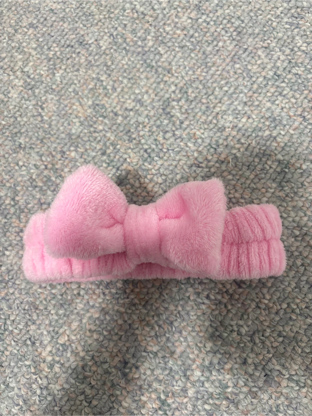 Pink Plush Headband with Bow