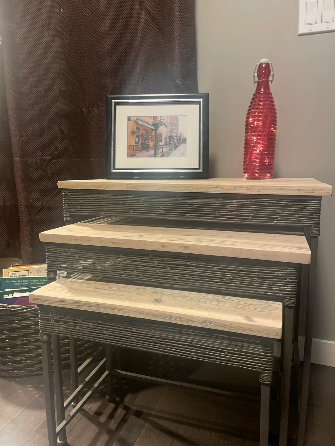 Refinished Nesting Tables - Wood & Metal