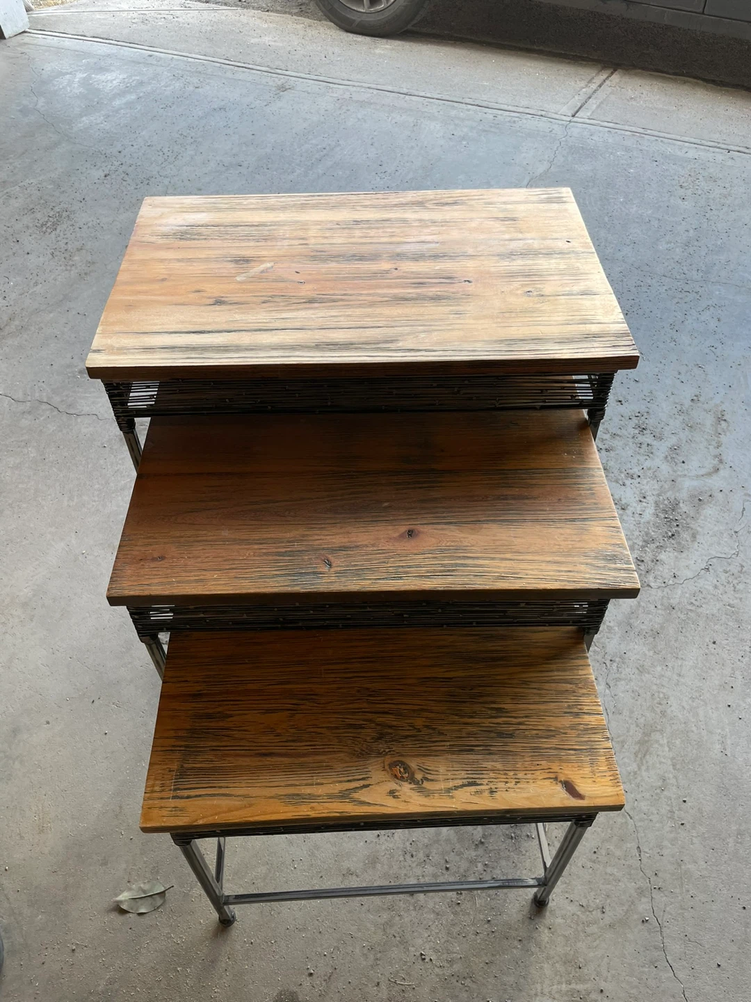 Refinished Nesting Tables - Wood & Metal - photo 2