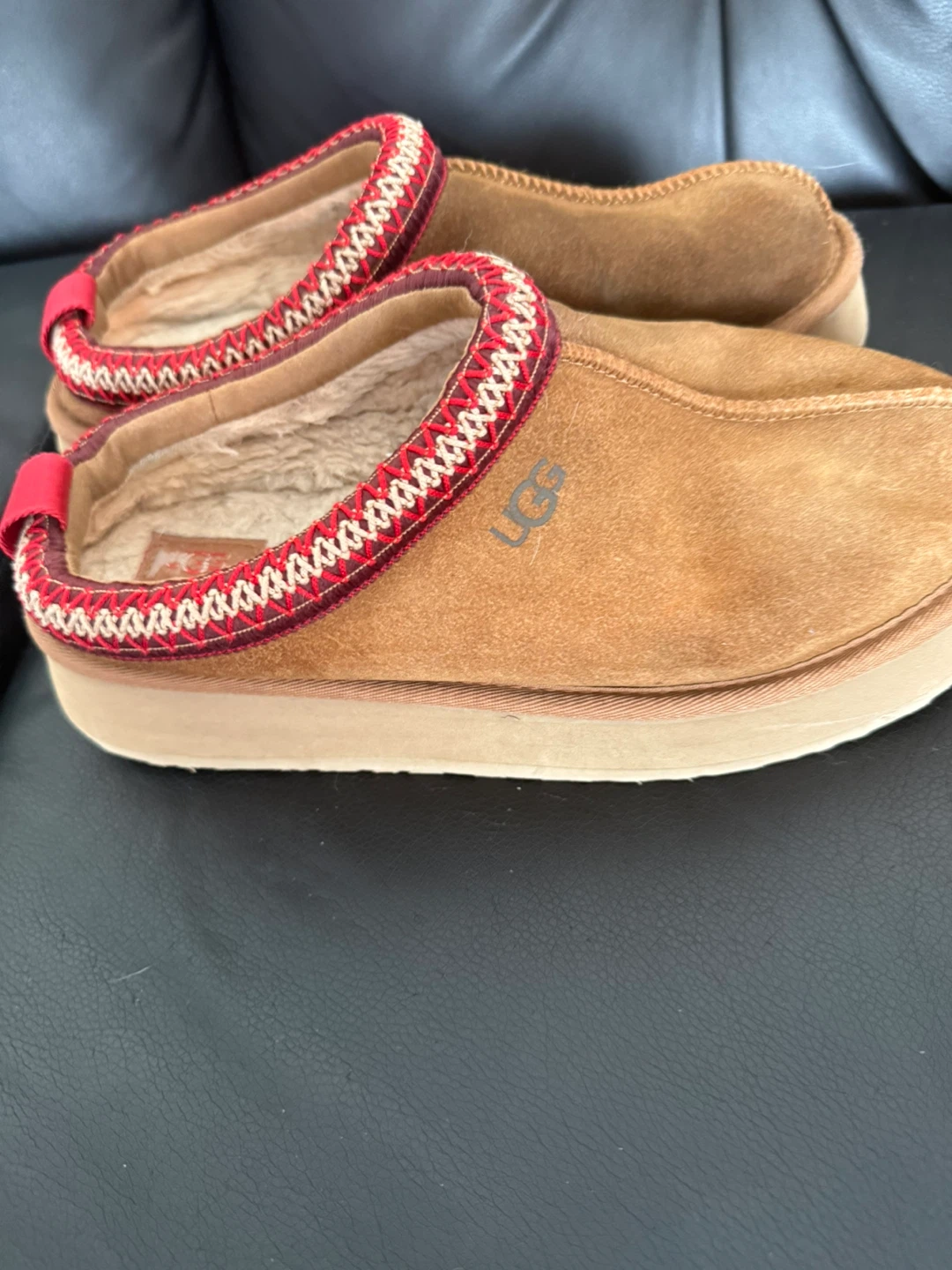 UGG Brown Suede Shearling Lined Slippers