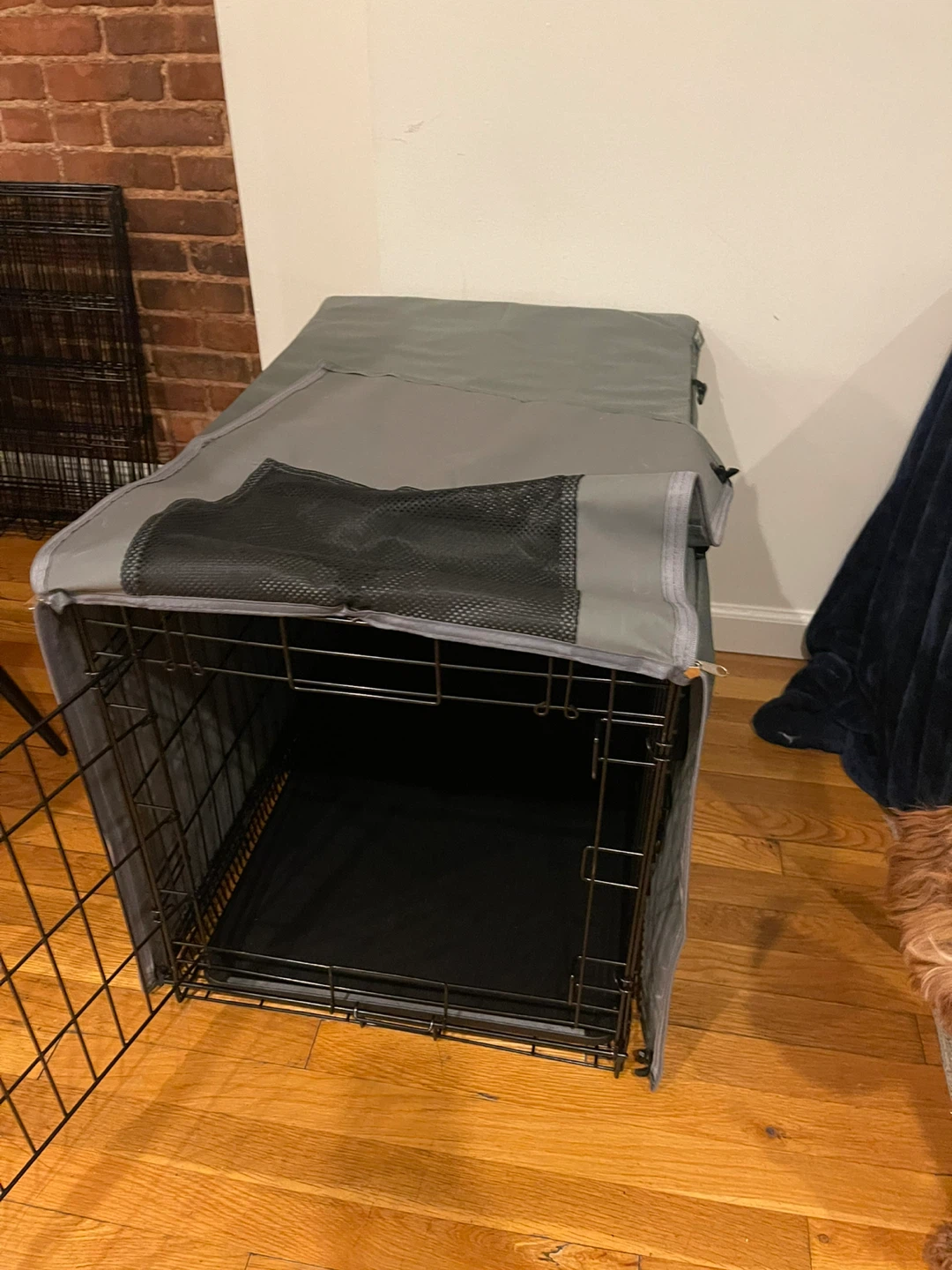 Black Metal Dog Crate with Cover and Tray - photo 5