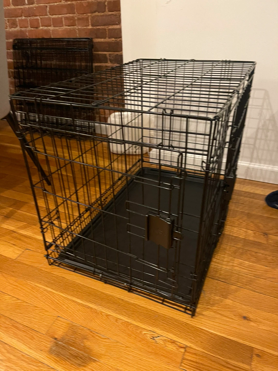 Black Metal Dog Crate with Cover and Tray