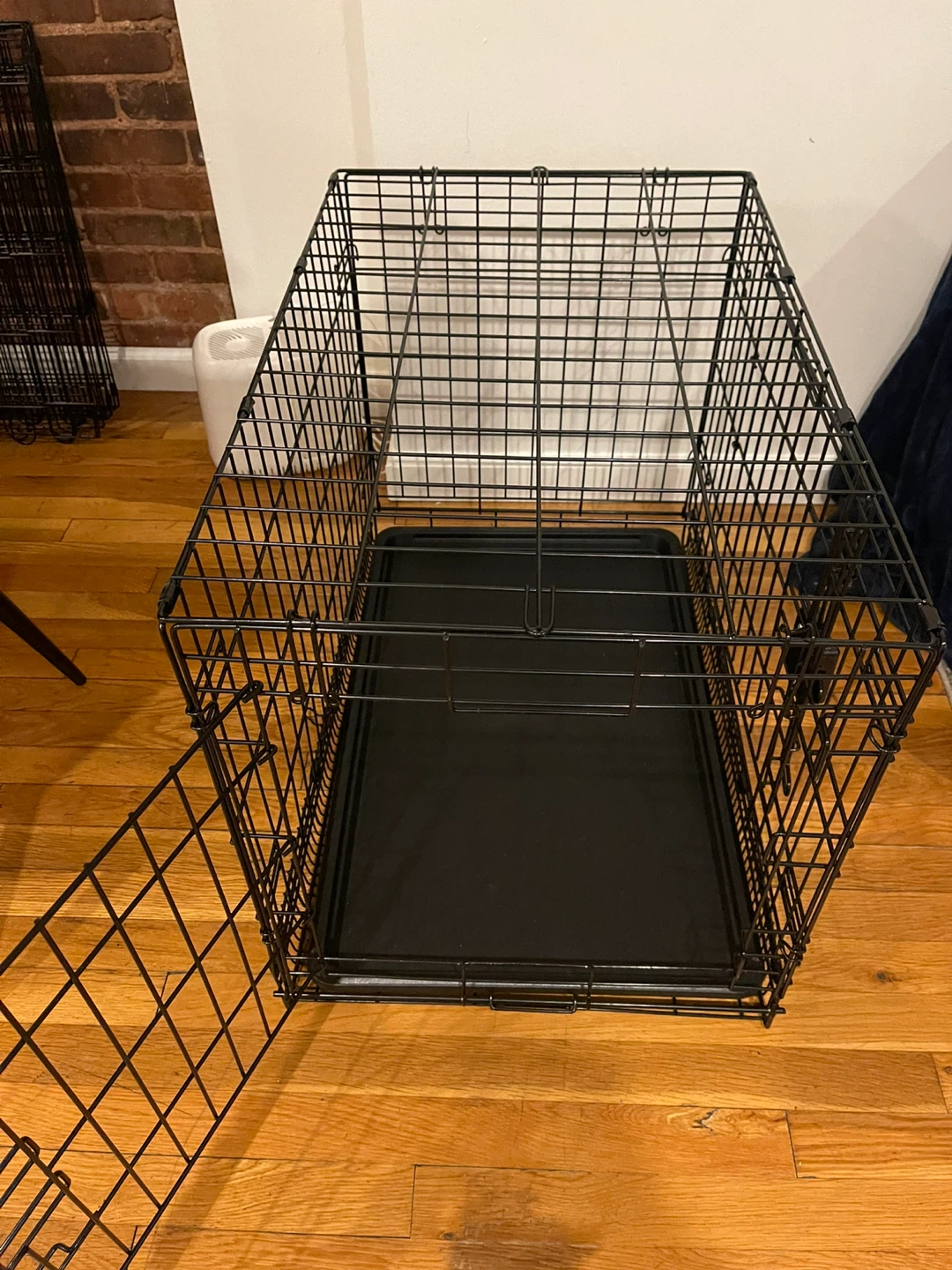 Black Metal Dog Crate with Cover and Tray - photo 3