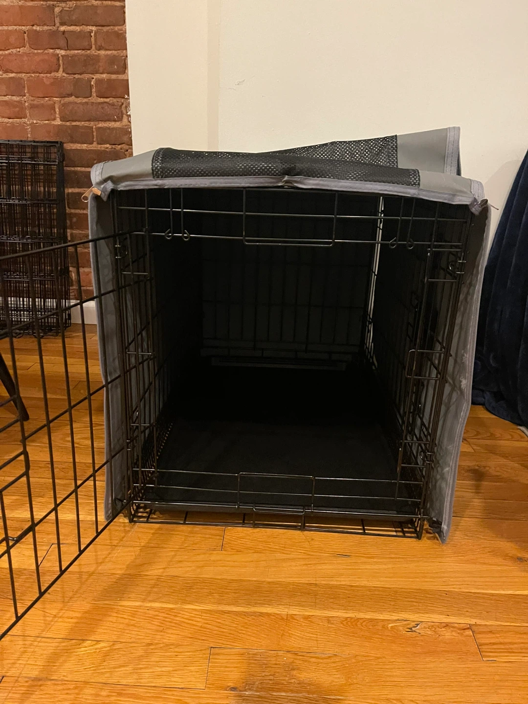 Black Metal Dog Crate with Cover and Tray - photo 4