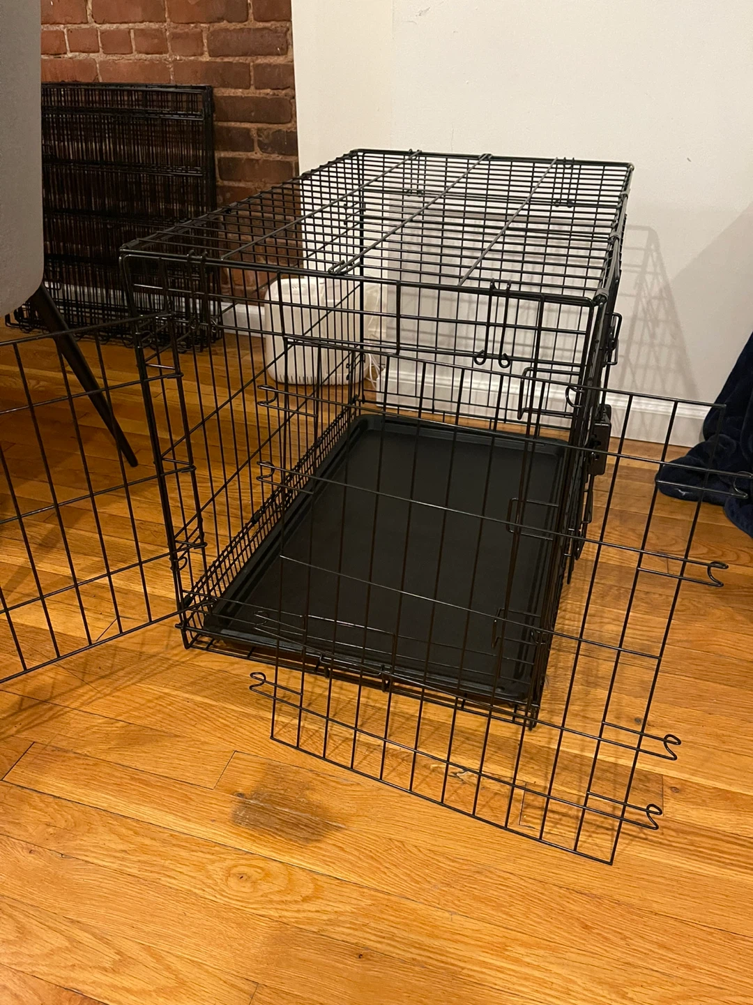 Black Metal Dog Crate with Cover and Tray - photo 2