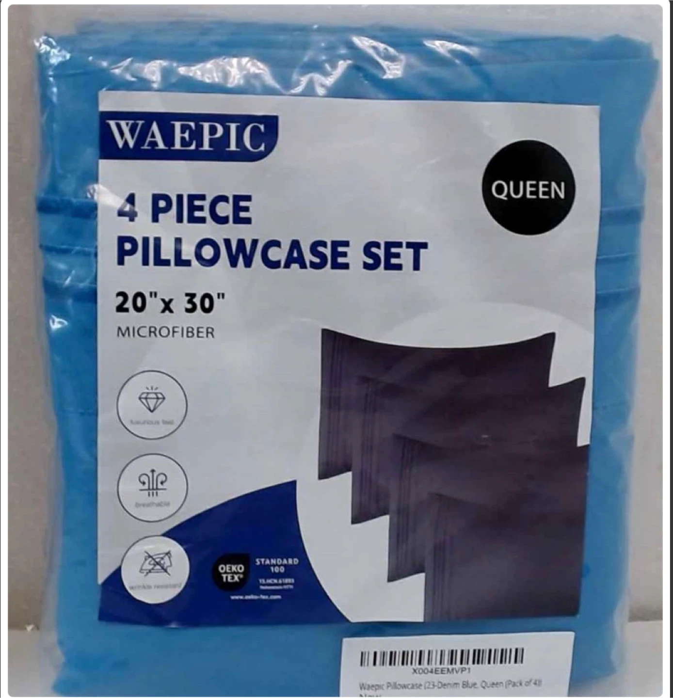Waepic Queen 4 Piece Pillowcase Set - Blue - photo 2