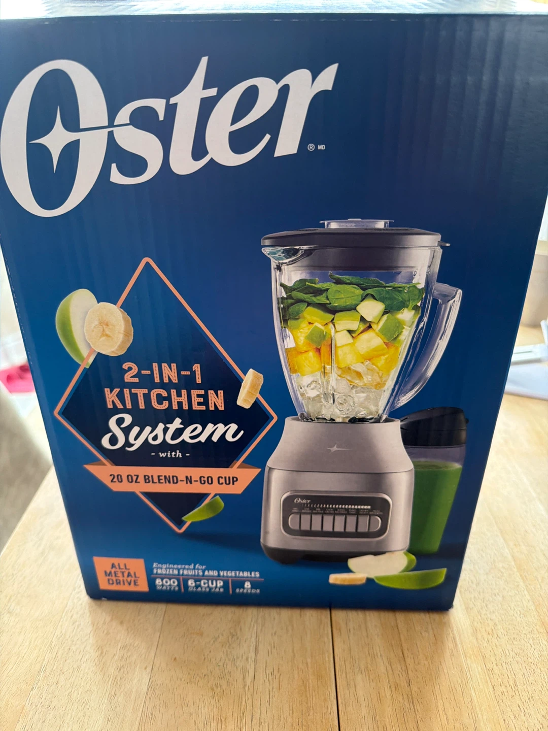 Oster 2-in-1 Kitchen System Blender with 20 oz Blend-N-Go Cup