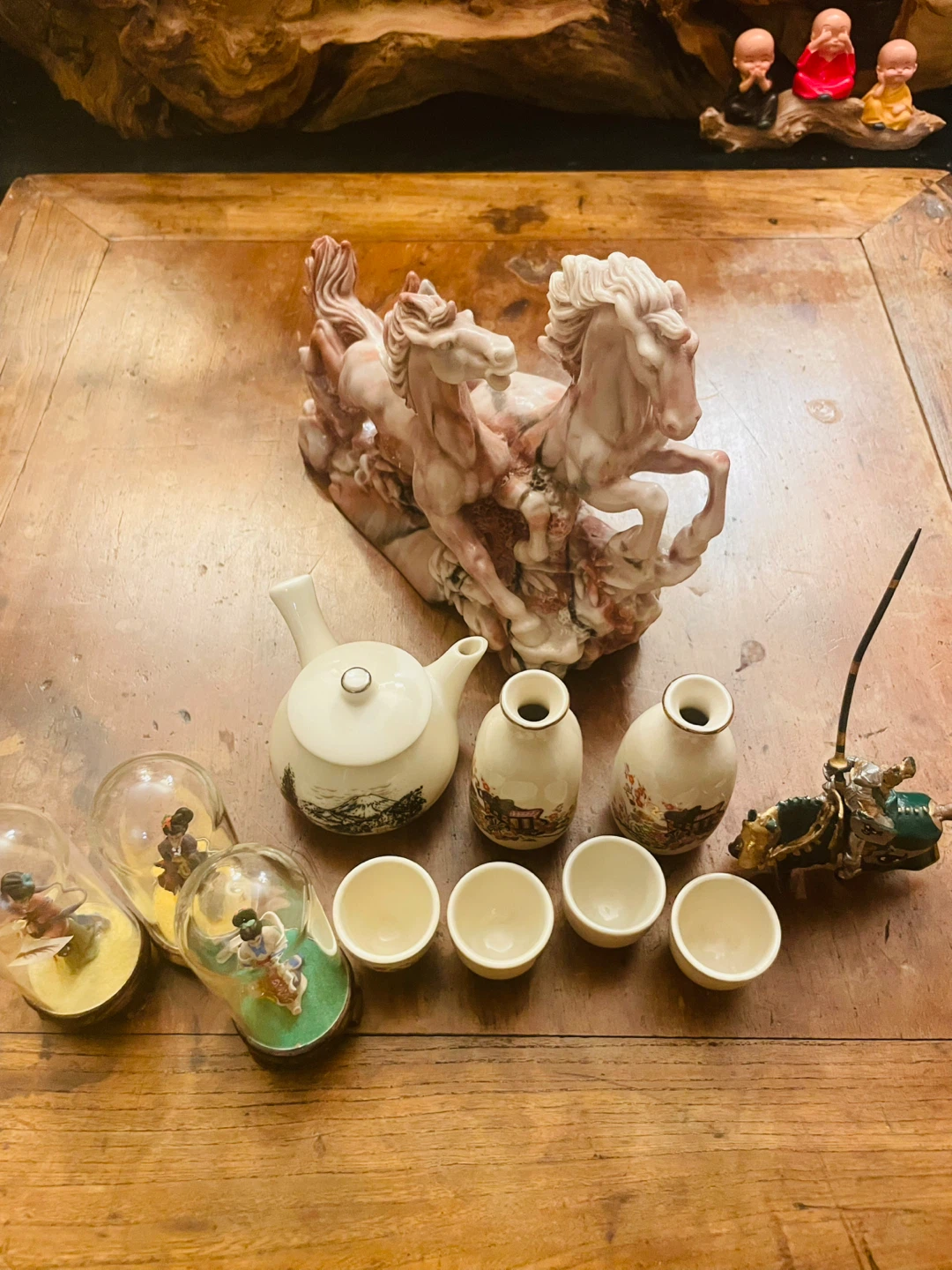 Decorative Asian Tea Set and Horse Figurine - photo 2