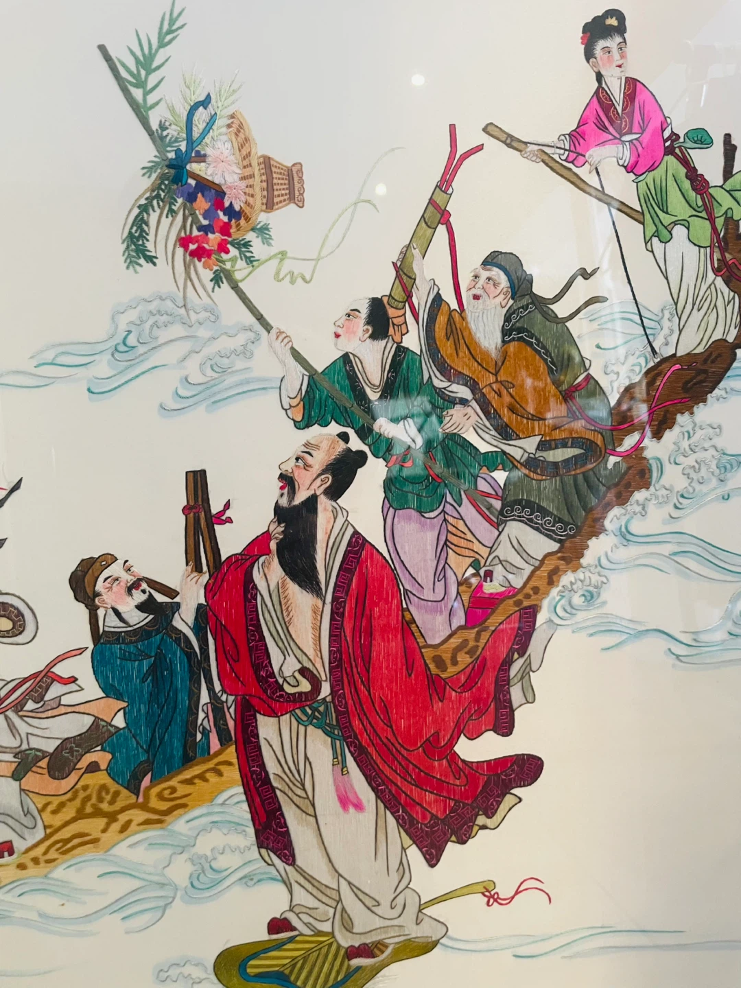 Framed Chinese Silk Embroidery Art - Eigh Imm Crossing the Sea - photo 5
