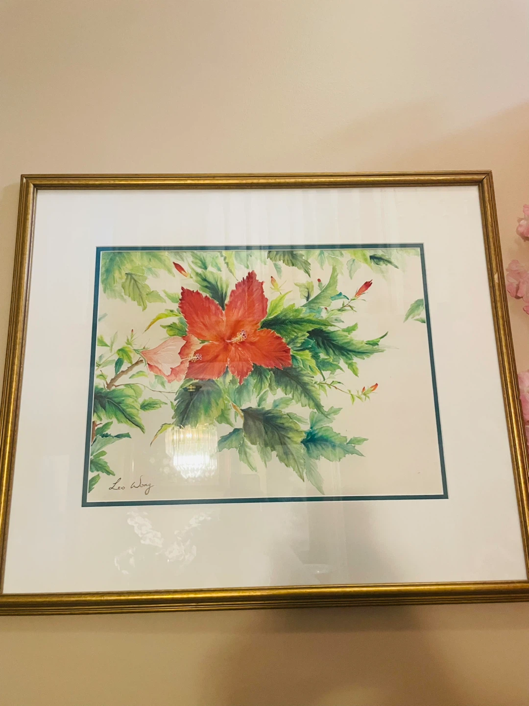 Leo Wong "Hibiscus Blossom" Watercolour Painting