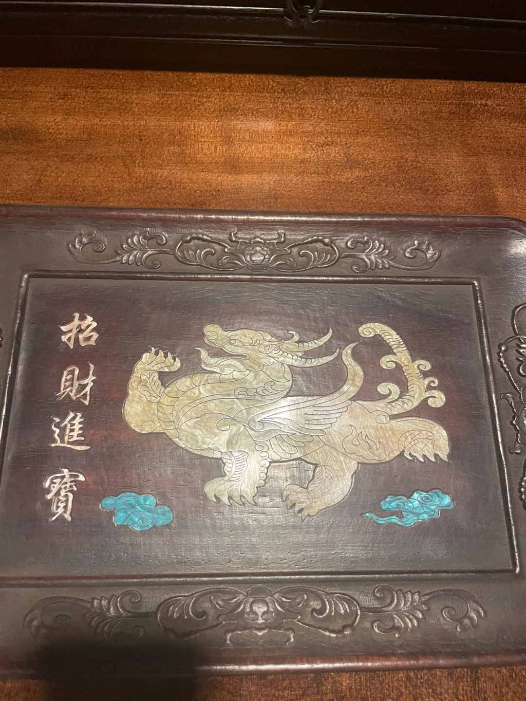 Decorative Wooden Tray with Dragon Motif - photo 2