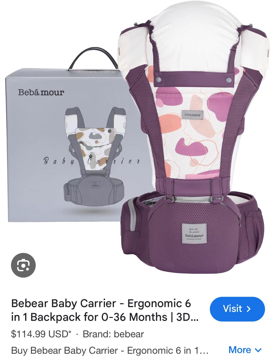 Bebear Baby Carrier Ergonomic 6 in 1 Backpack