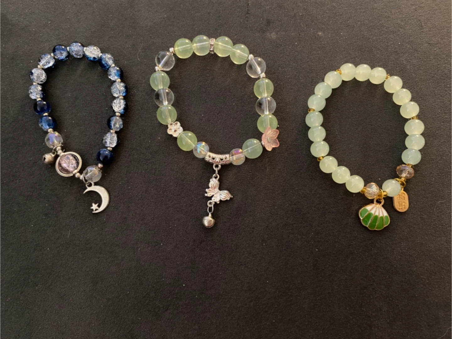 Set of 3 Beaded Bracelets with Charms