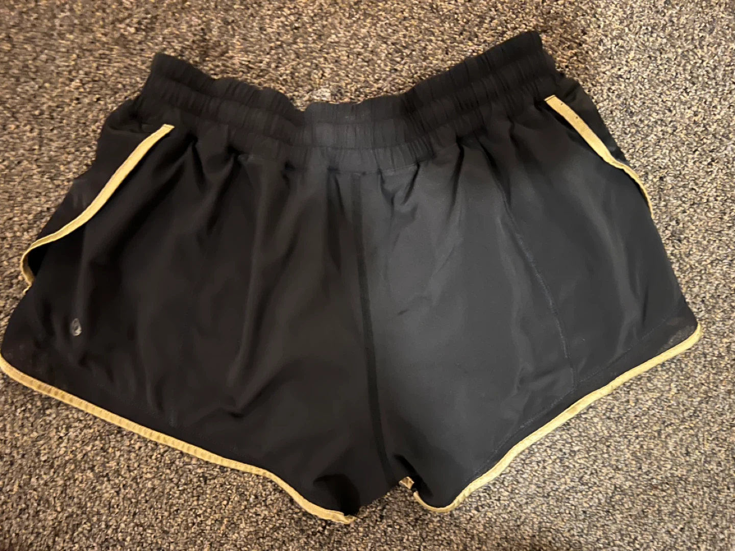 Black Lulu lemon Running Shorts with Gold Trim - photo 2