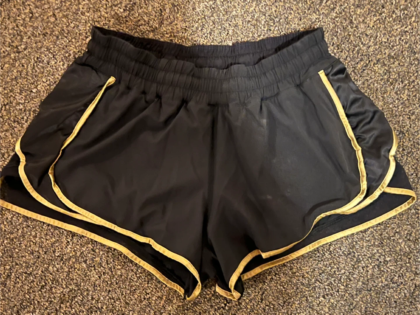 Black Lulu lemon Running Shorts with Gold Trim