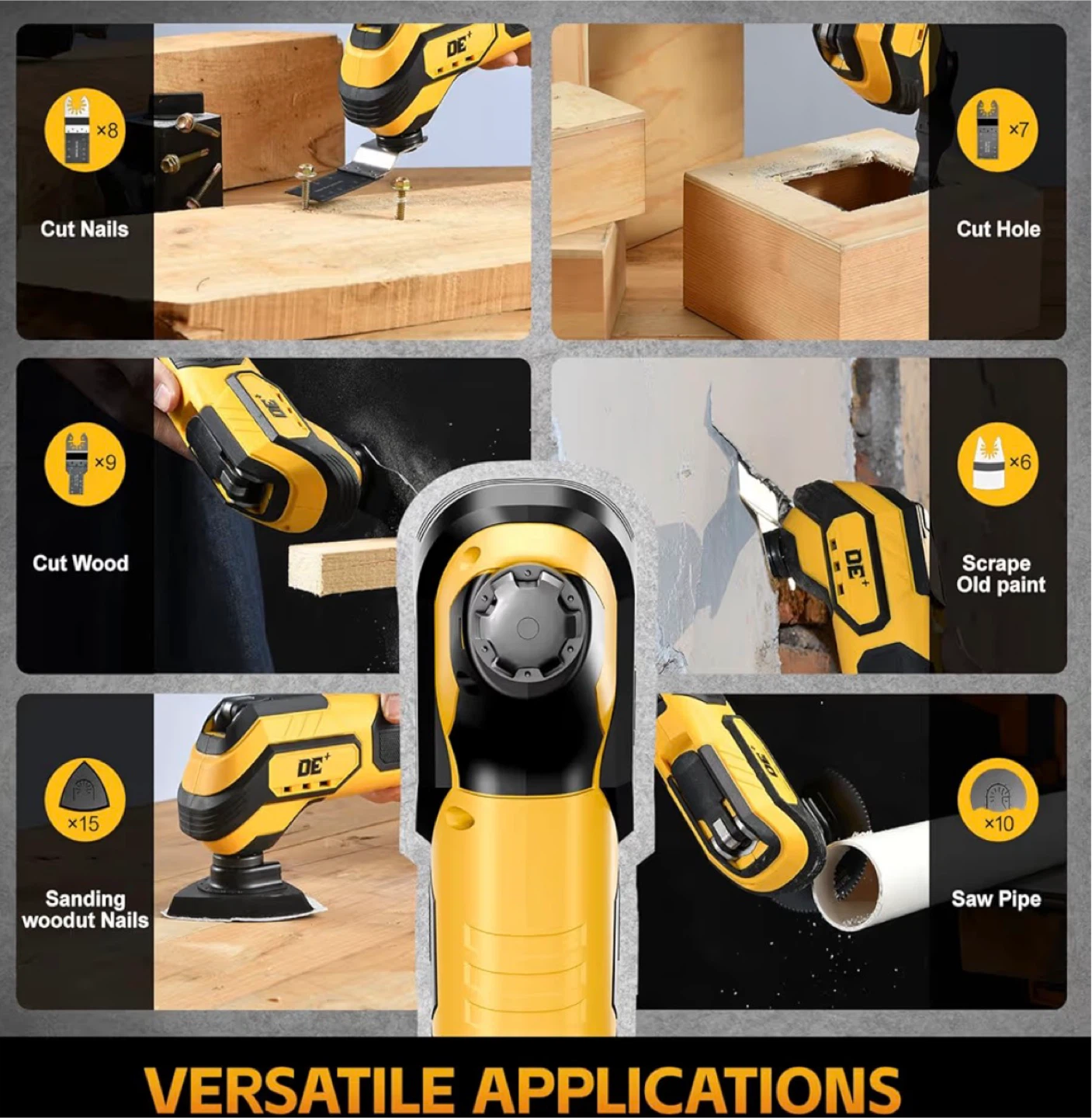 DE+ Model 7308 Cordless Oscillating Multi-Tool Kit - photo 5