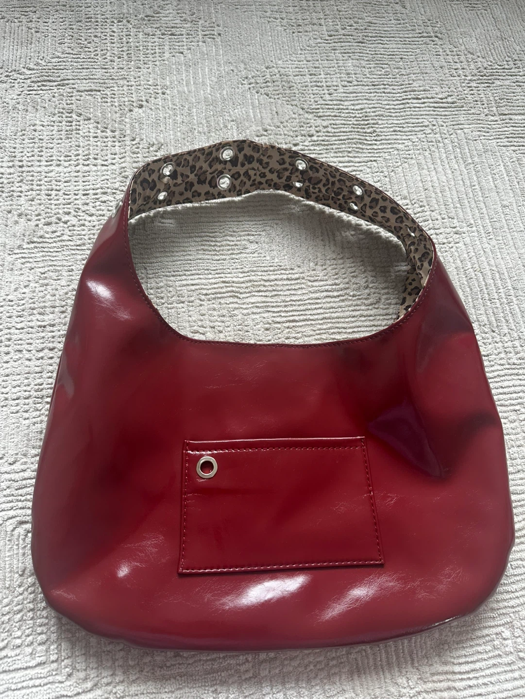 Y2K Style Red Faux Leather Shoulder Bag