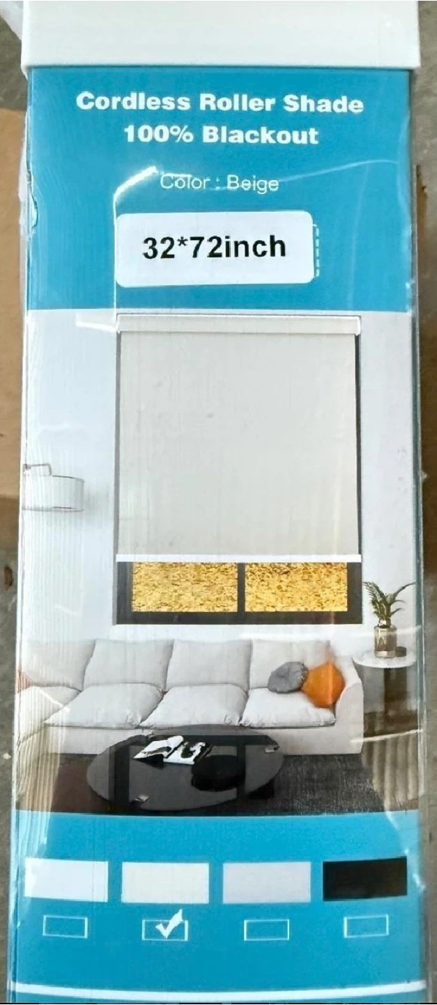 Cordless Roller Shade - 100% Blackout, Beige, 32"x72" - photo 4