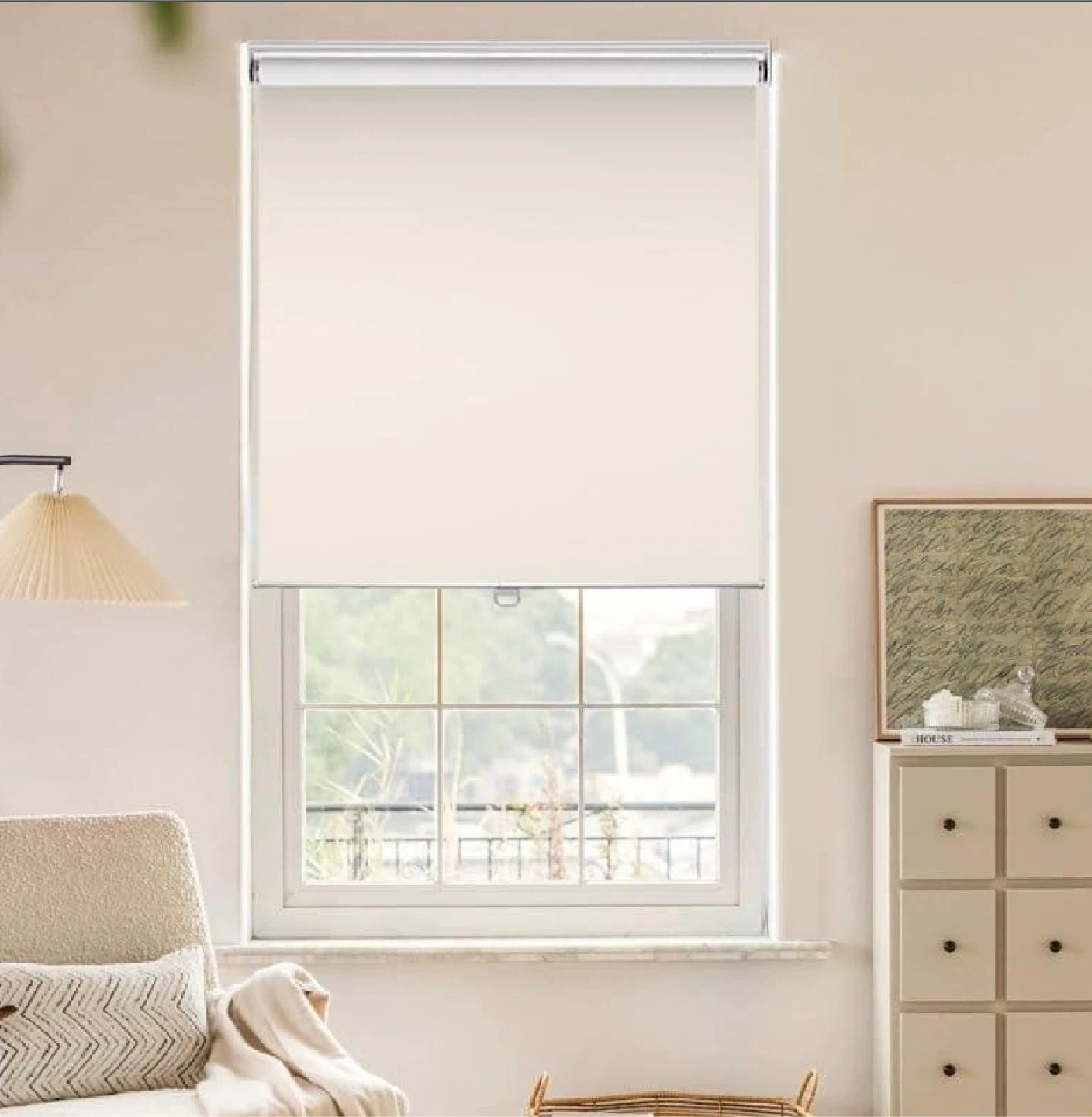 Cordless Roller Shade - 100% Blackout, Beige, 32"x72"