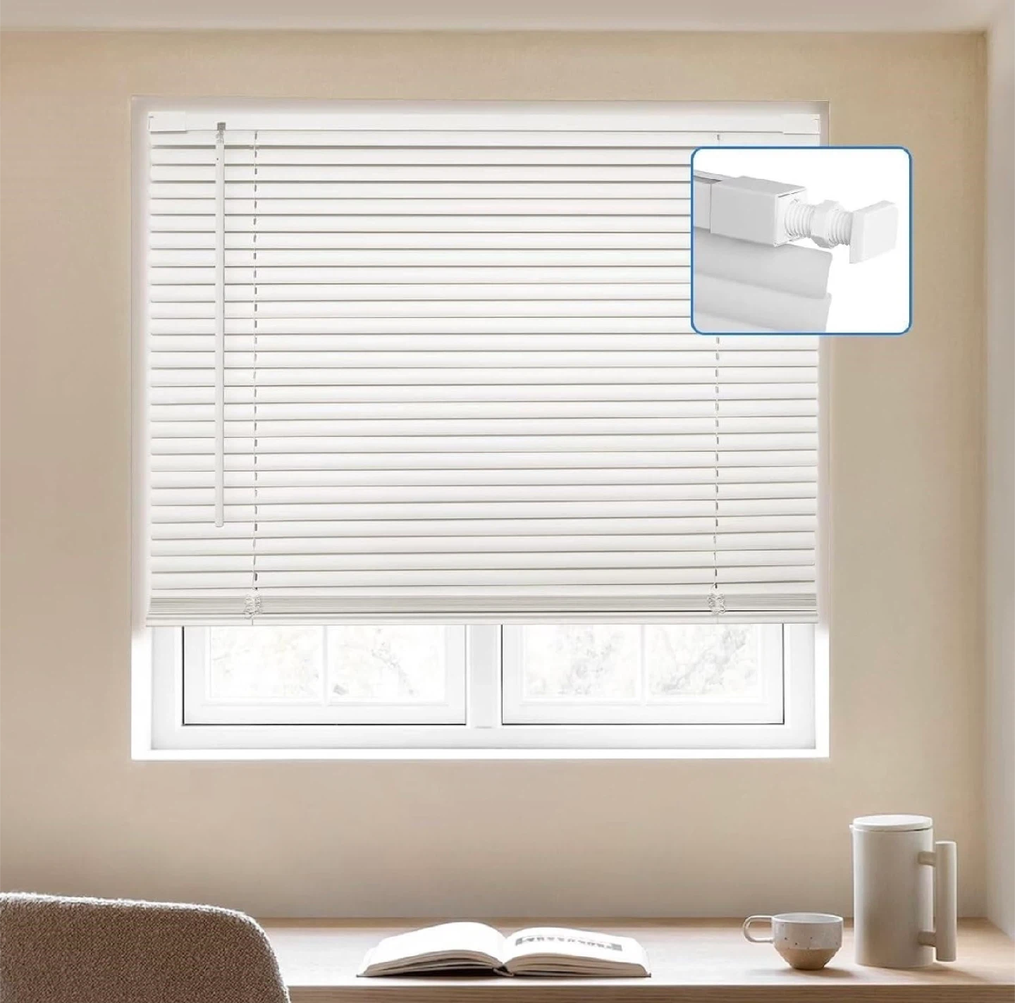 MYSHADE Cordless Vinyl Horizontal Blinds (41.5”x64”)