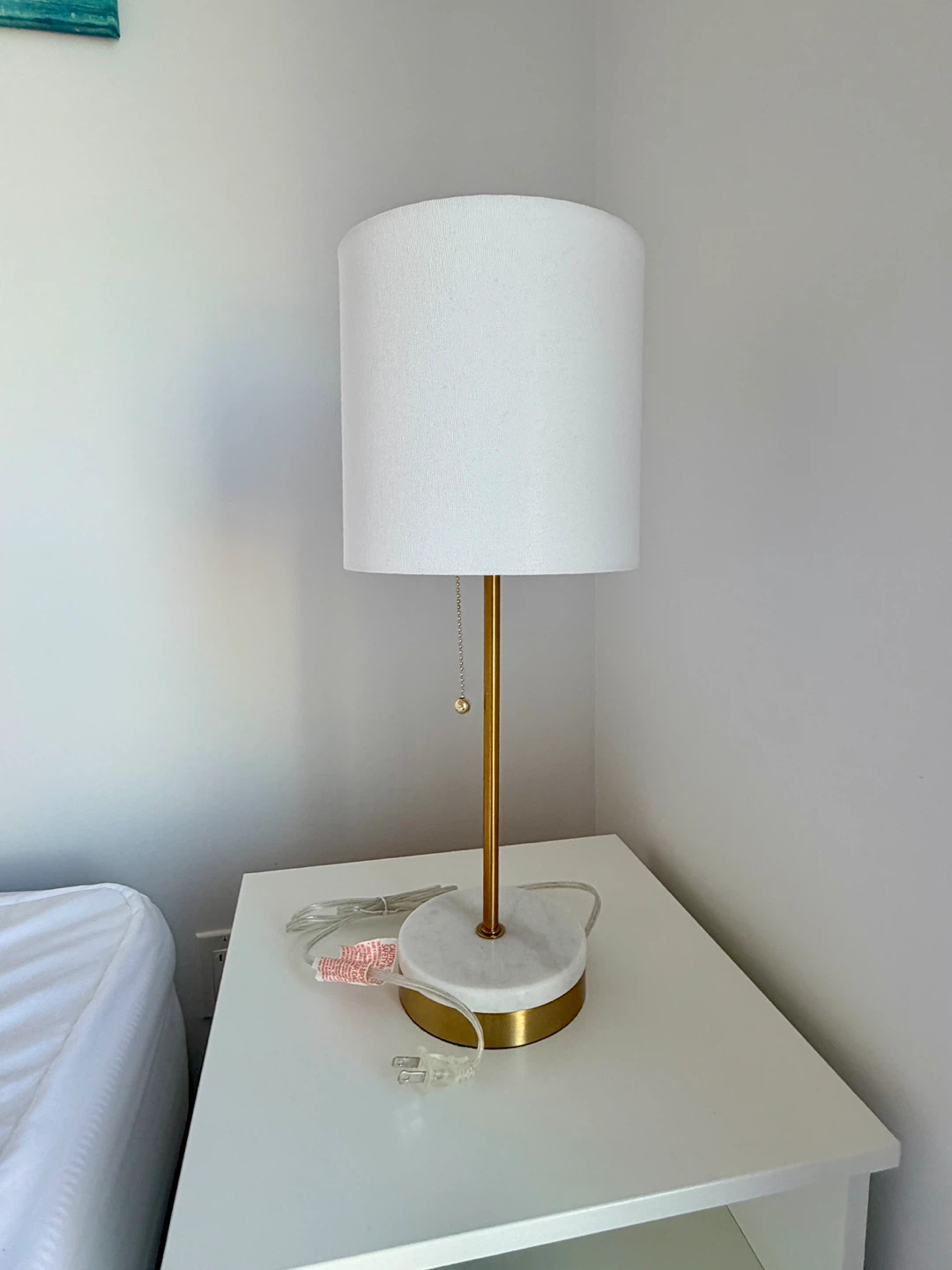 White Table Lamp with Gold Accent