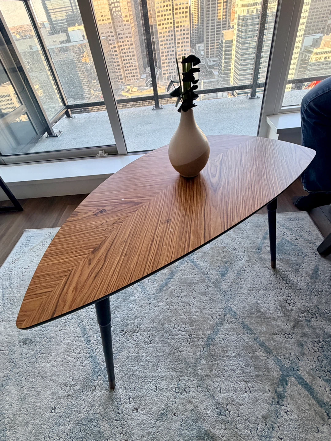 Unique Leaf-Shaped Wood Coffee Table