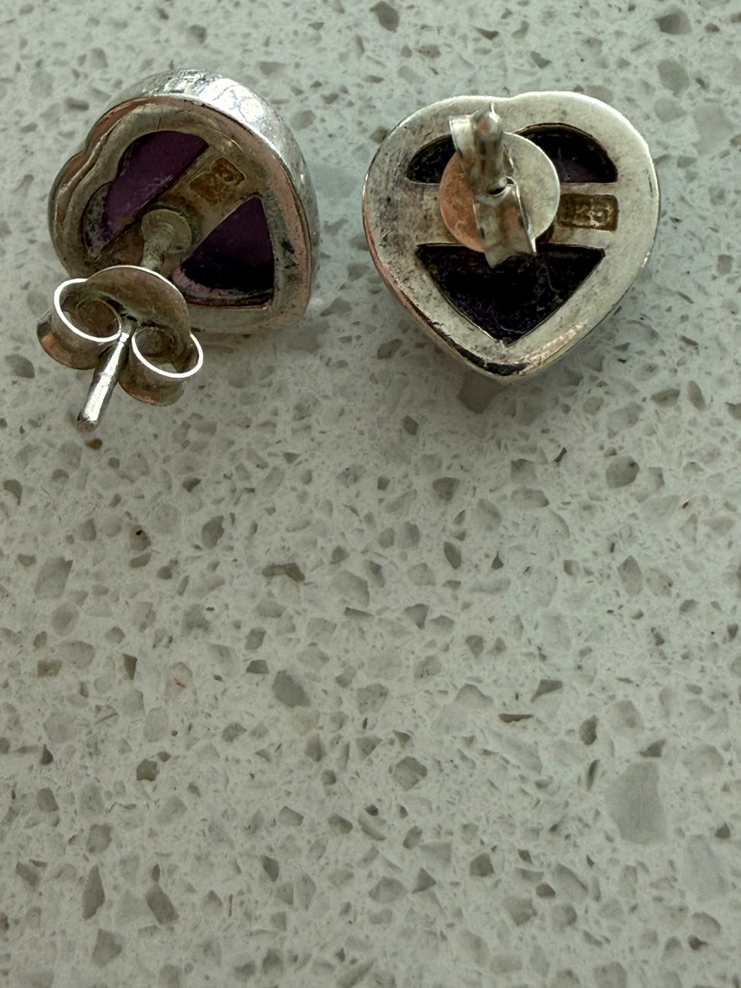 Heart-shaped Amethyst Studs - photo 4