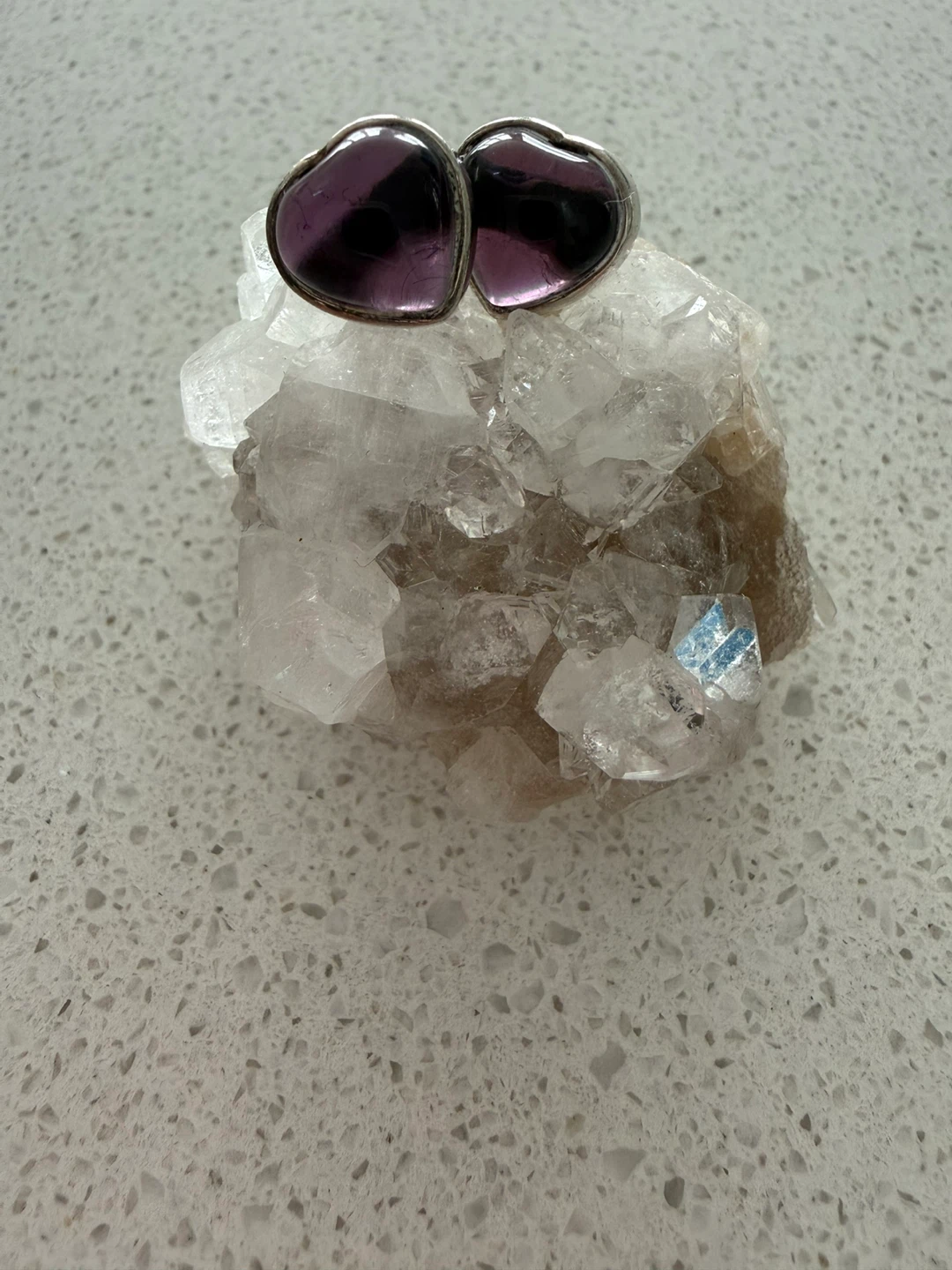 Heart-shaped Amethyst Studs - photo 2