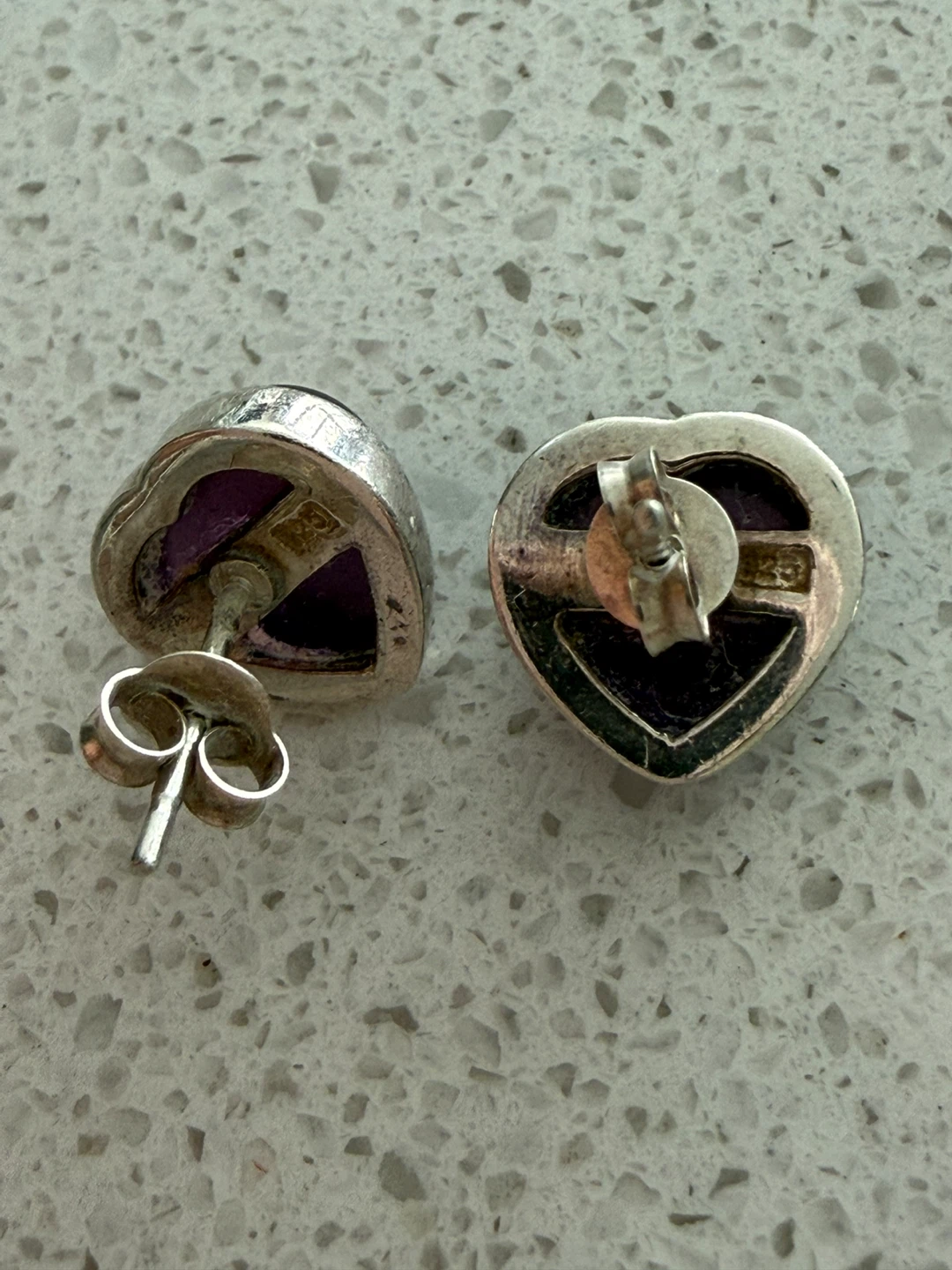 Heart-shaped Amethyst Studs - photo 3