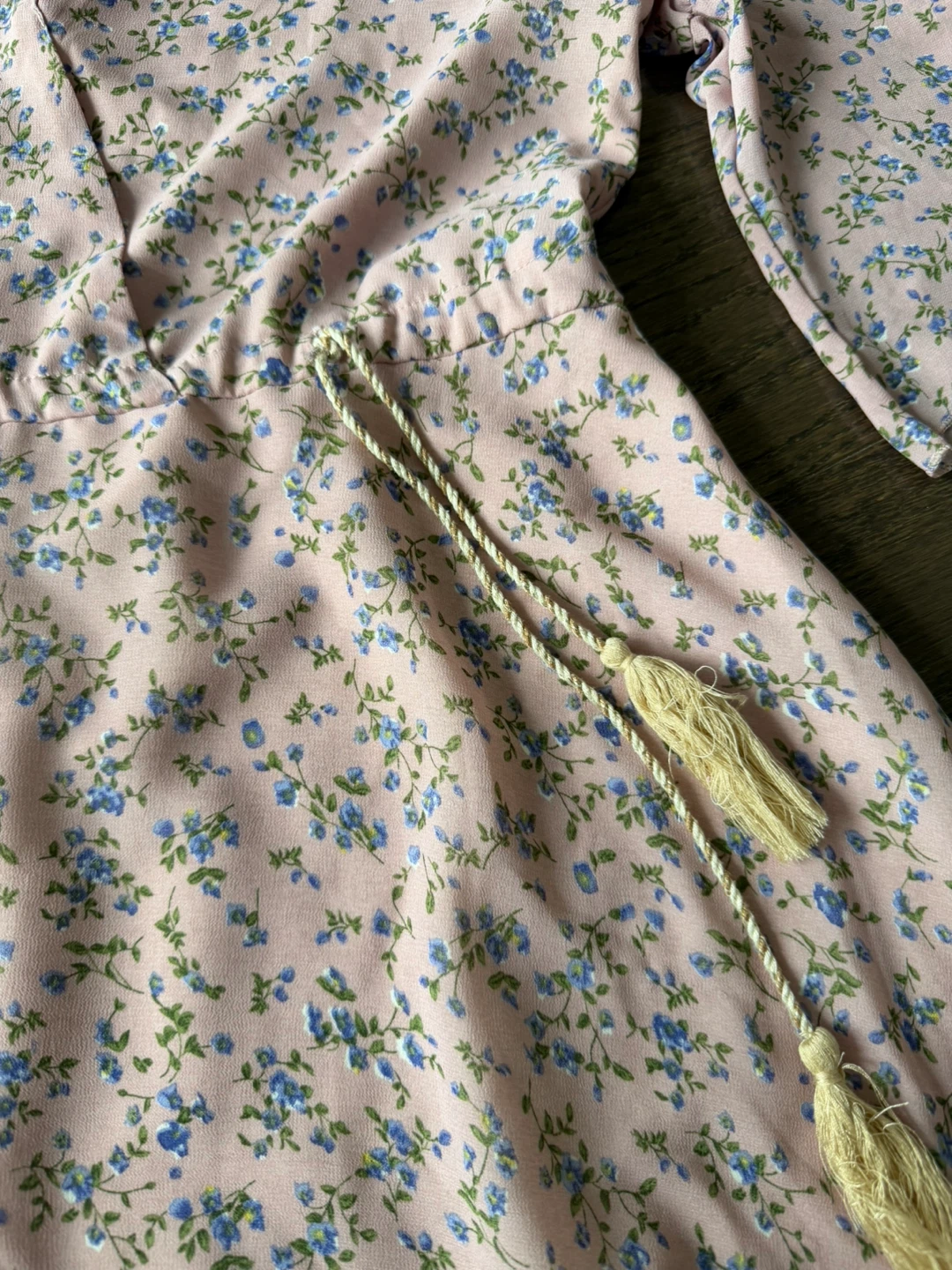 Pink Floral Wrap Dress with Tassel Tie - photo 2